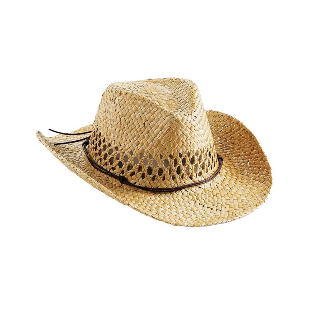 Beechfield Unisex Adult Straw Cowboy Hat / Natural